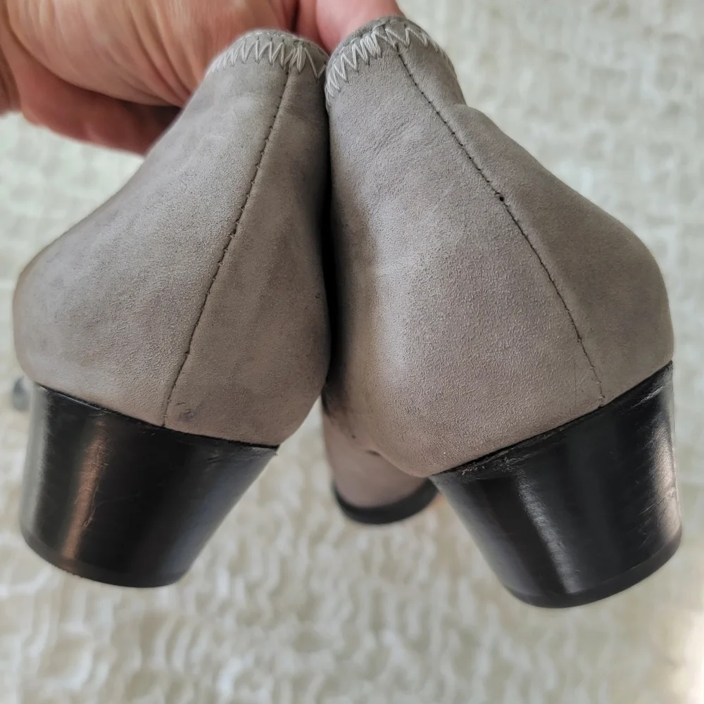 Schutz Jacqueline Suede Ankle Slip-On Bootie in Mouse Taupe Size 10